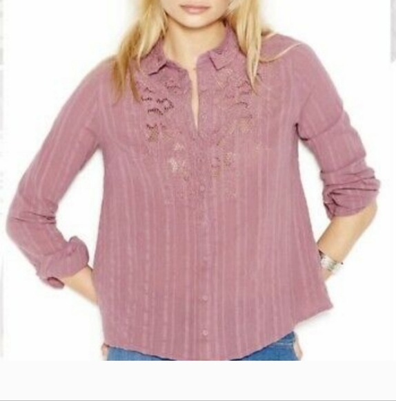 FREE PEOPLE Floral Embroidered Button Up Shirt 🆕 - Picture 1 of 11